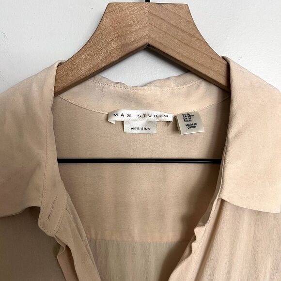 Max Studio 100% Silk Collared Blouse - Picture 2 of 6